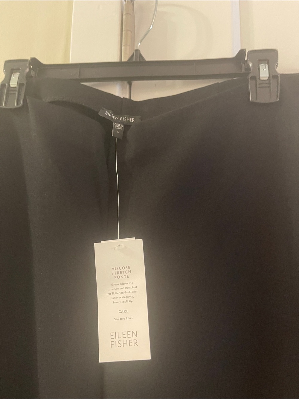 Eileen Fisher Black Viscose Stretch Ponte Pant